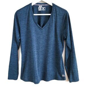 RBX teal long sleeve v-neck athletic top L